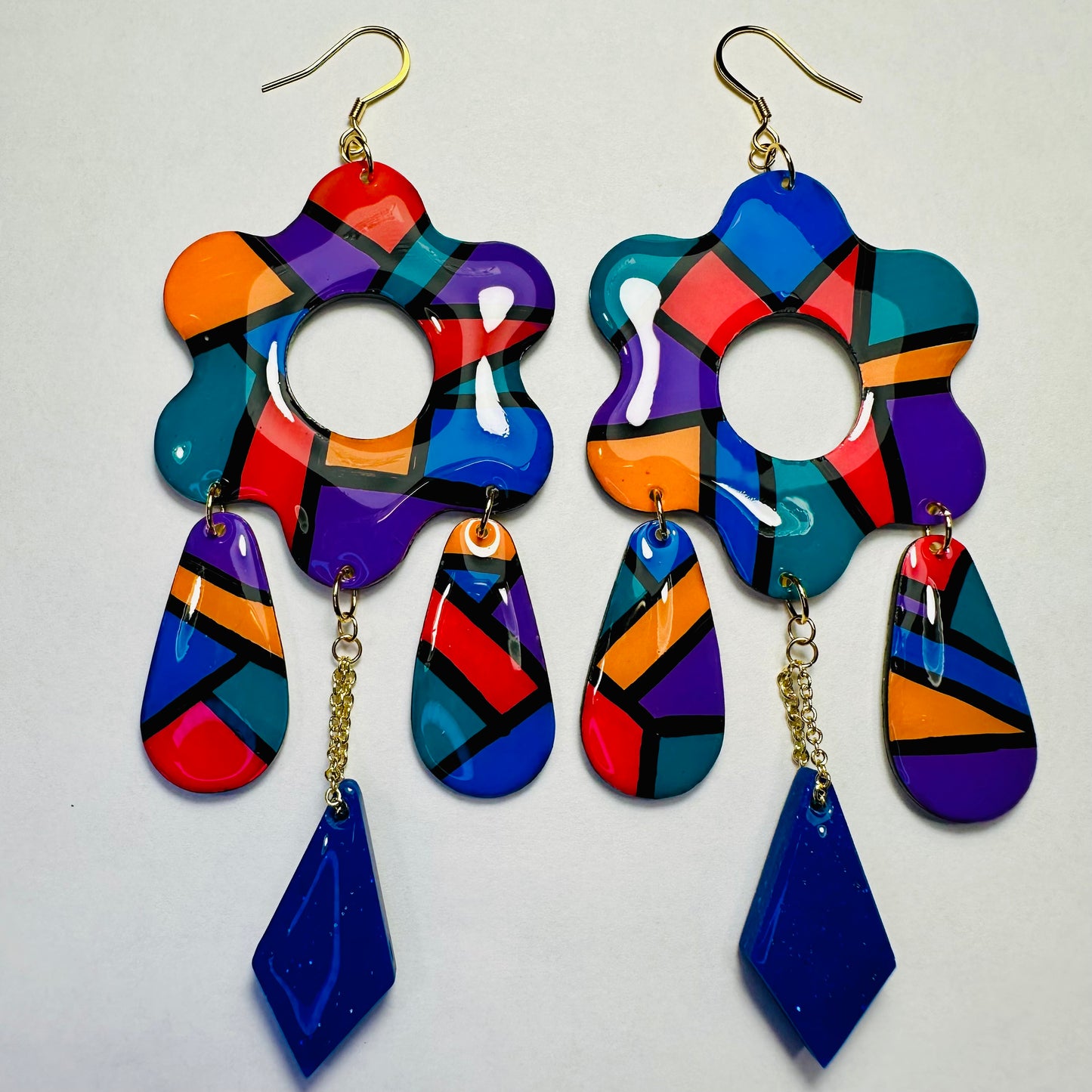 Abstract Multi-Dangle Earrings