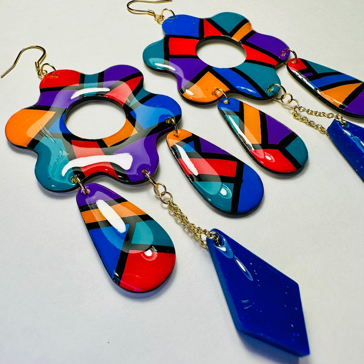Abstract Multi-Dangle Earrings