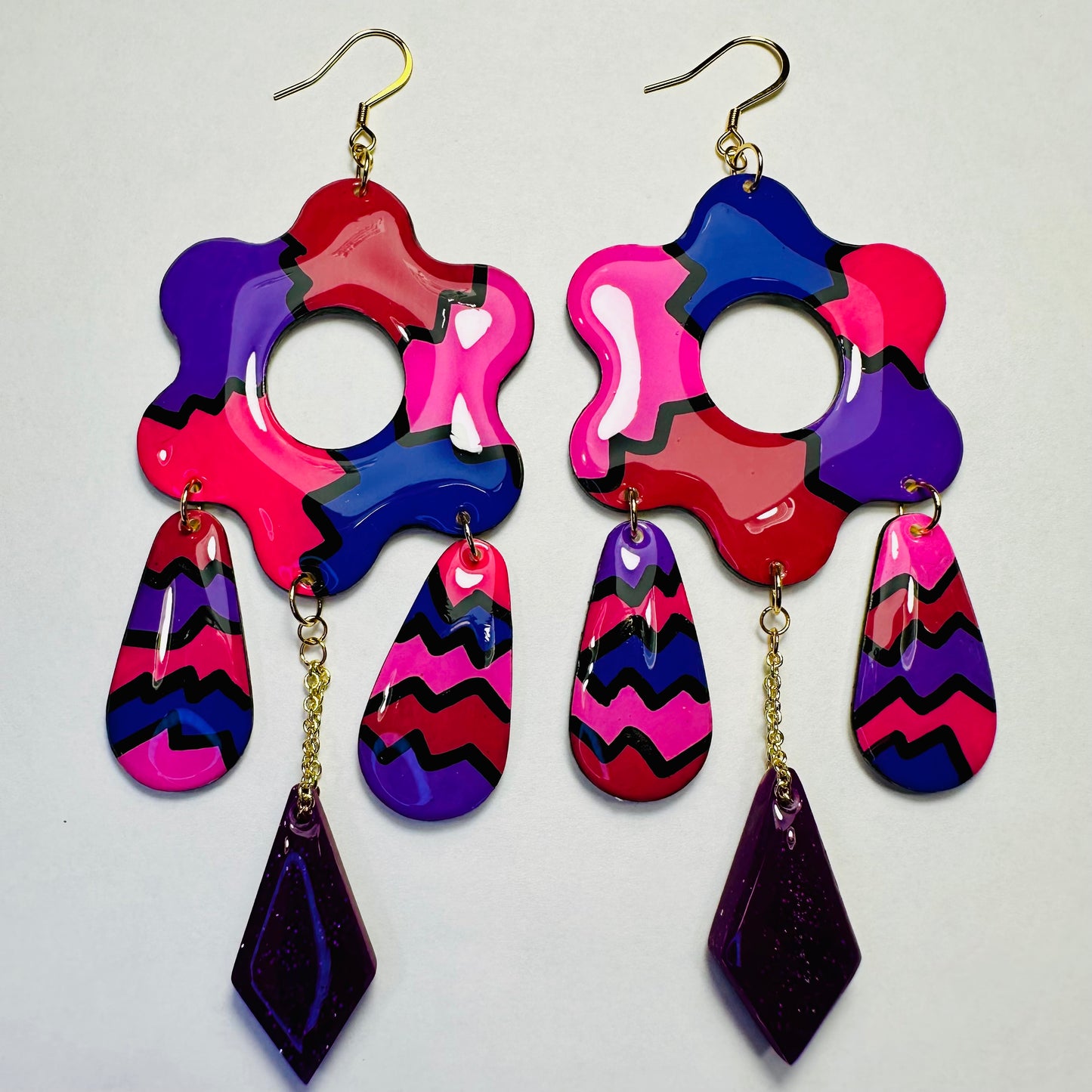 Abstract Multi-Dangle Earrings