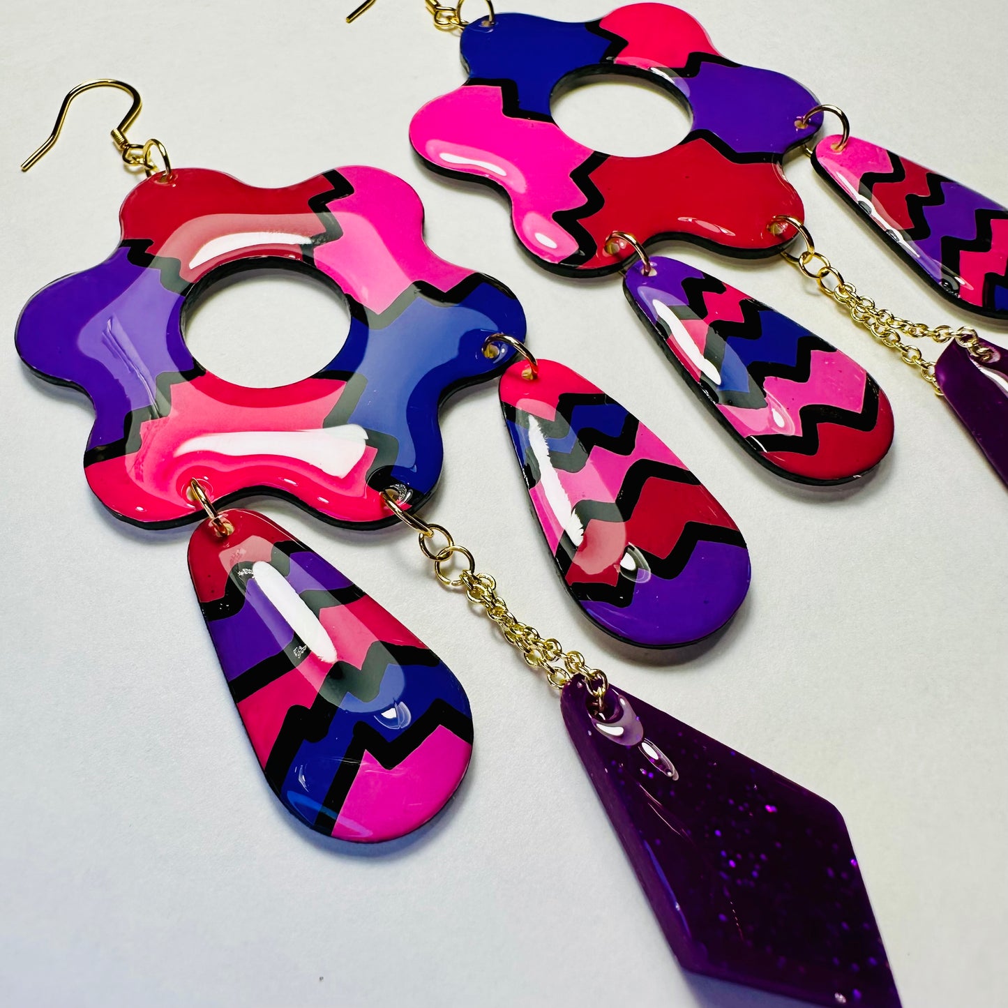 Abstract Multi-Dangle Earrings