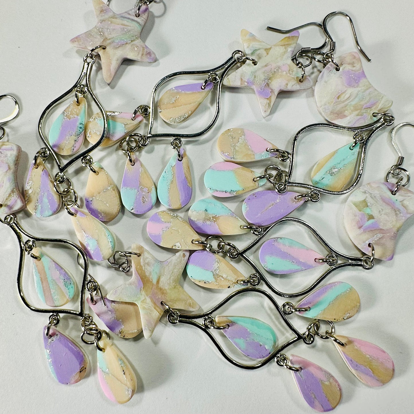 Moon and Star Polymer Clay Earrings