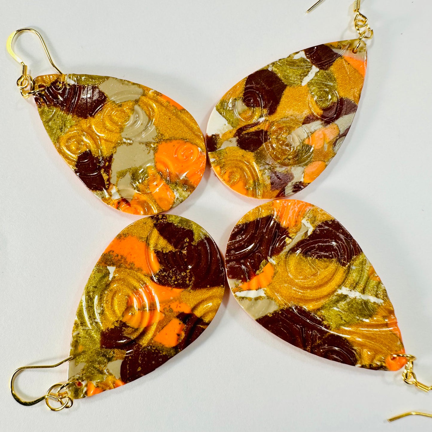 Fall Textured Tear Earrings