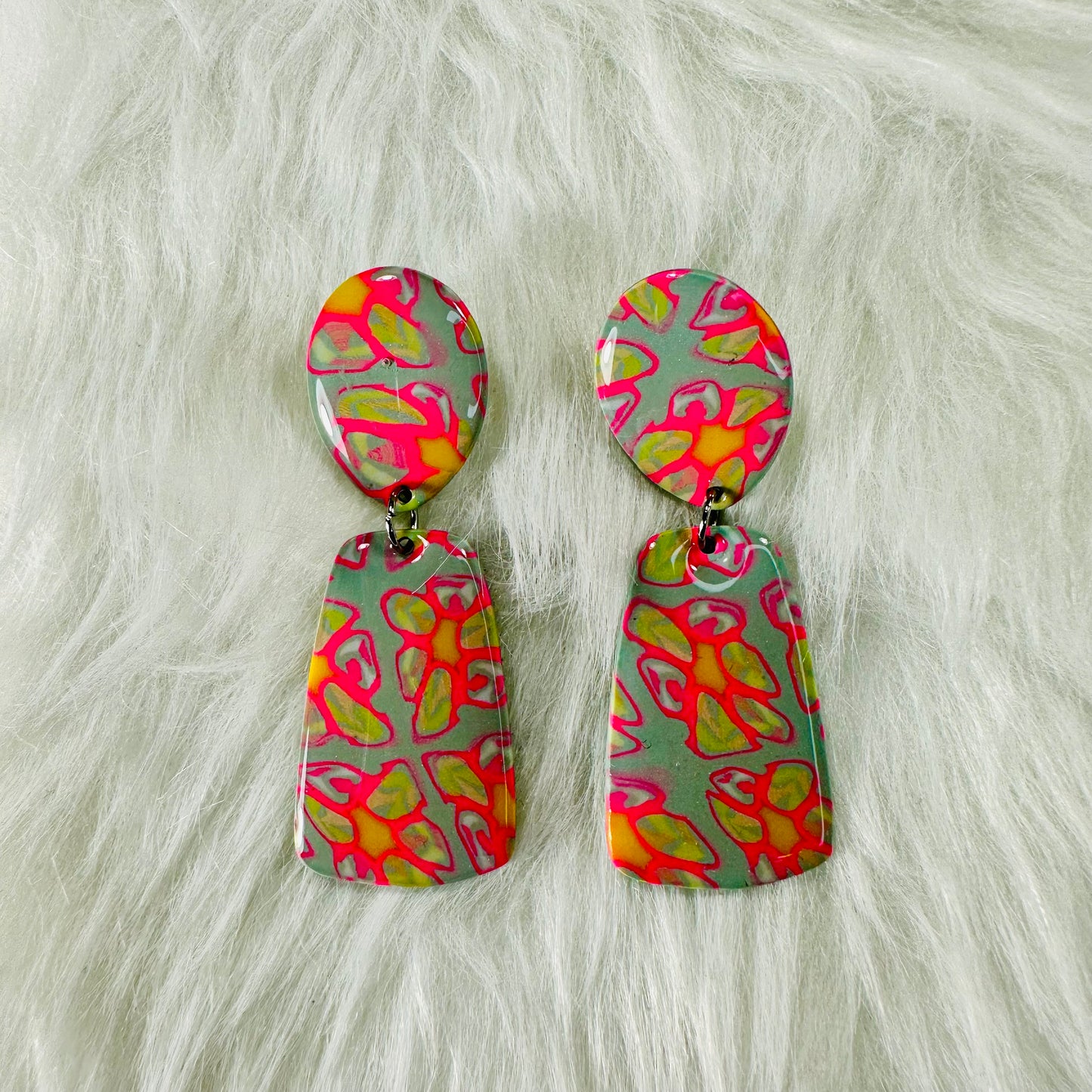 Retro 70’s Style Studded Polymer Clay Earrings