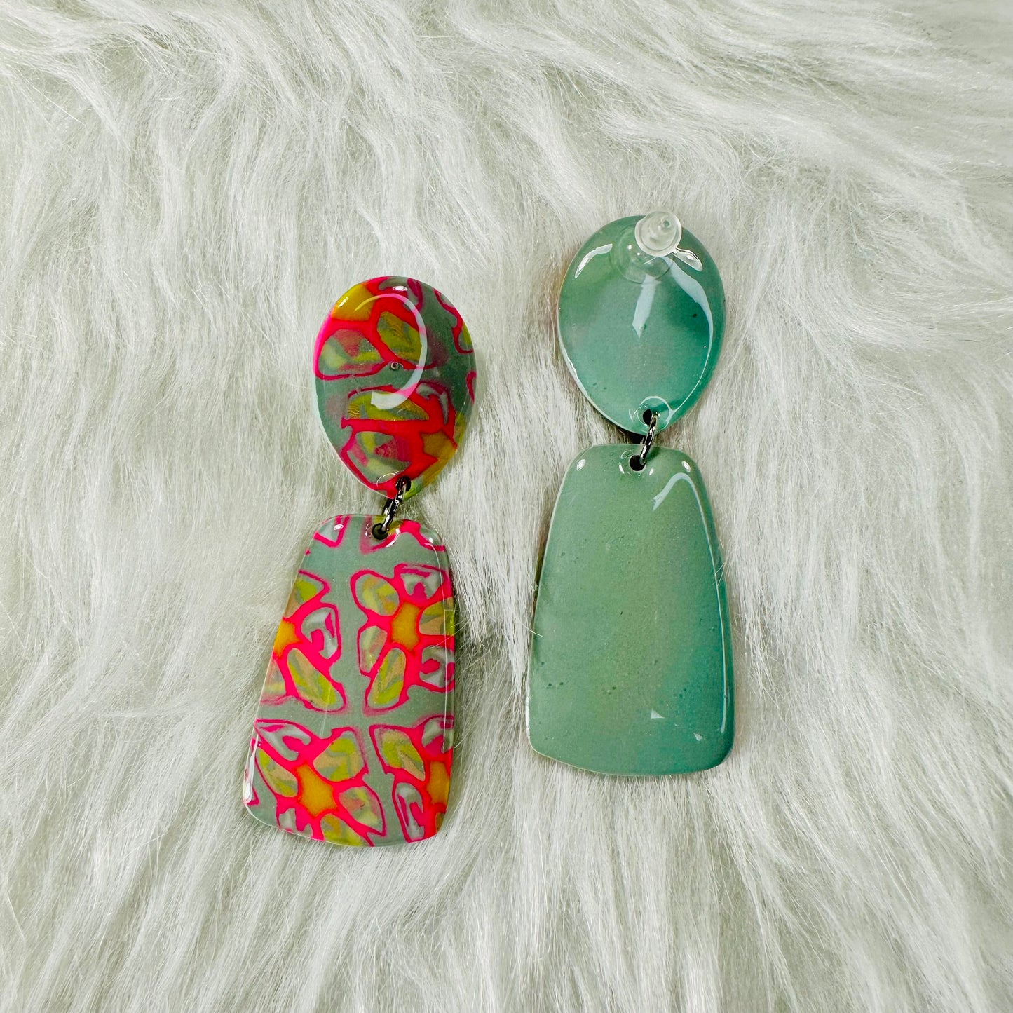 Retro 70’s Style Studded Polymer Clay Earrings