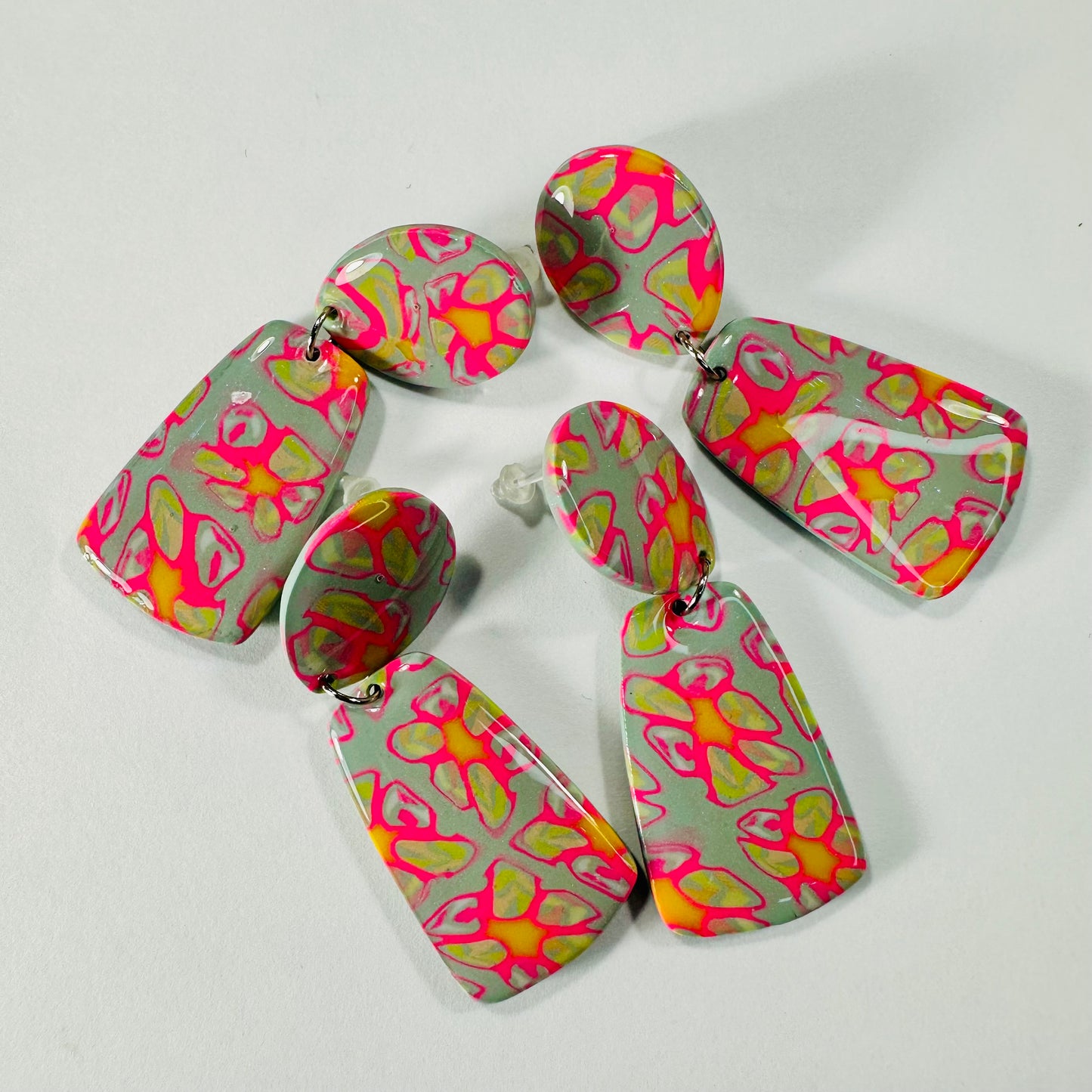 Retro 70’s Style Studded Polymer Clay Earrings