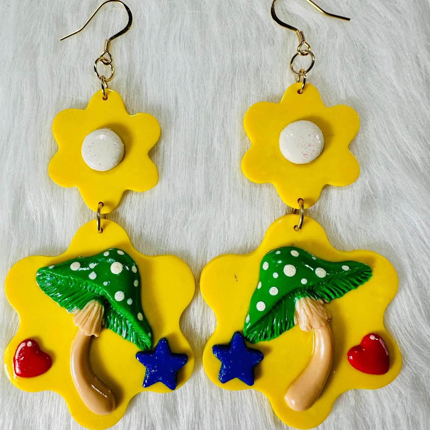 Fairy Mushroom Flower Rainbow Earrings