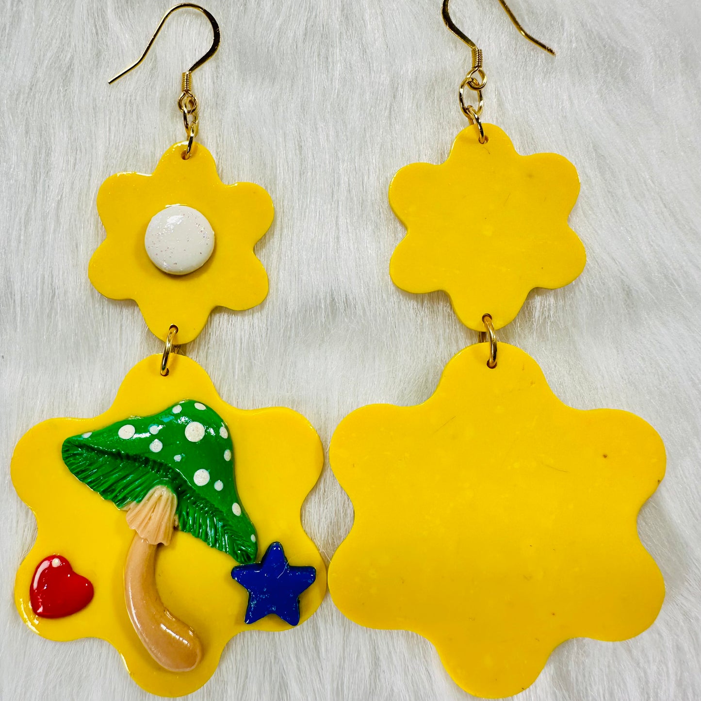 Fairy Mushroom Flower Rainbow Earrings