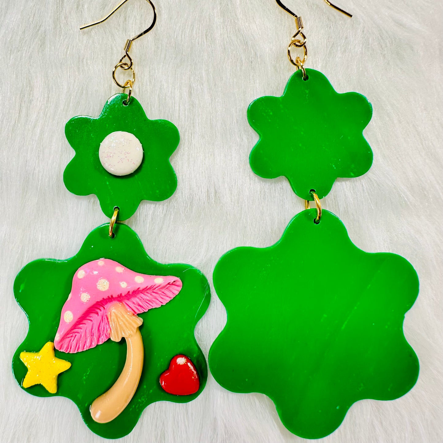 Fairy Mushroom Flower Rainbow Earrings