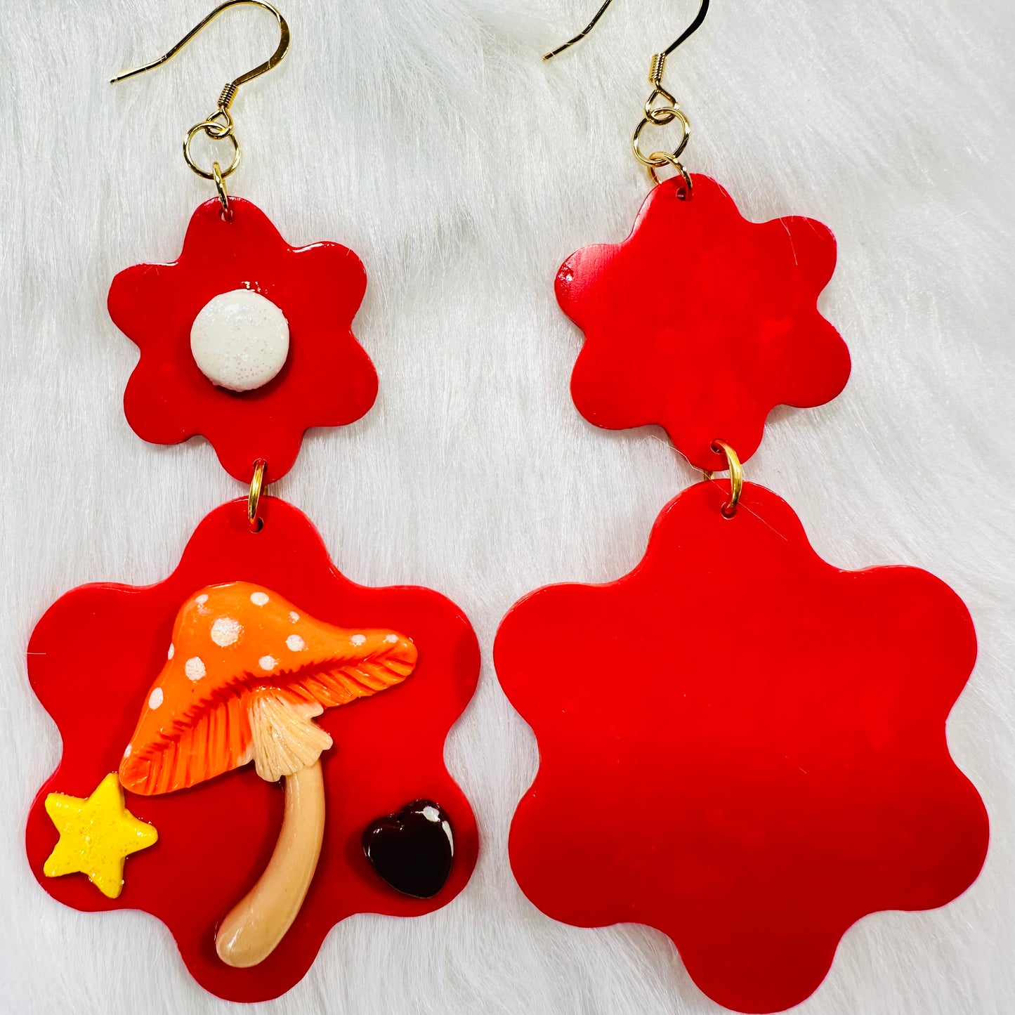 Fairy Mushroom Flower Rainbow Earrings
