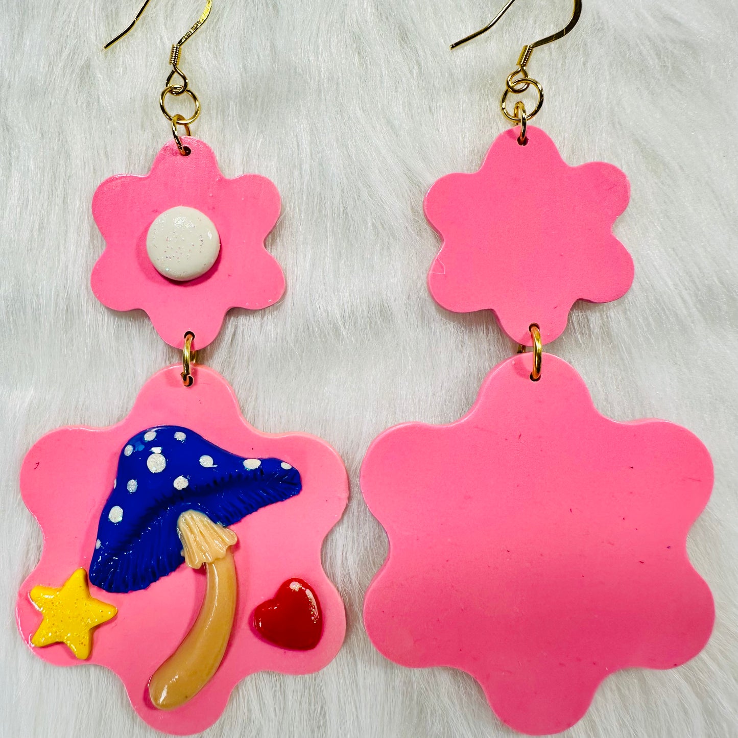 Fairy Mushroom Flower Rainbow Earrings