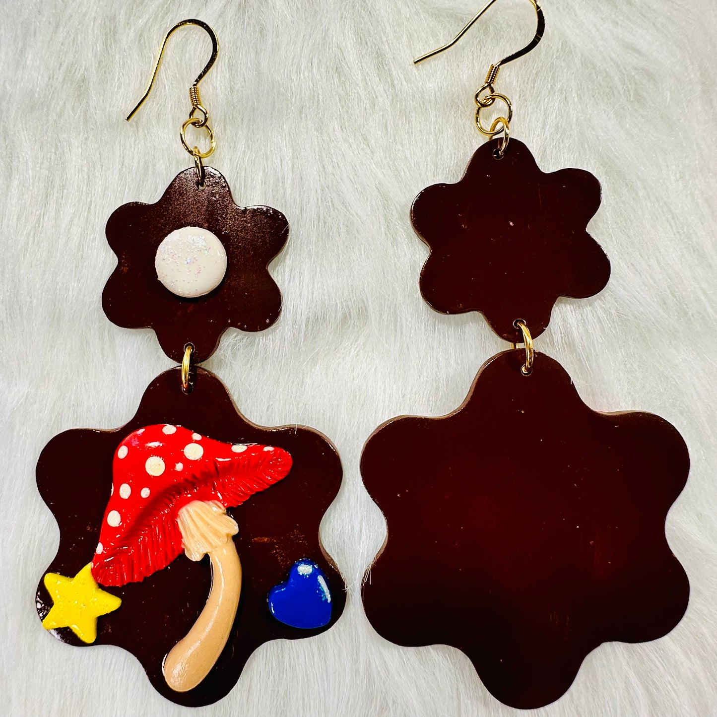 Fairy Mushroom Flower Rainbow Earrings