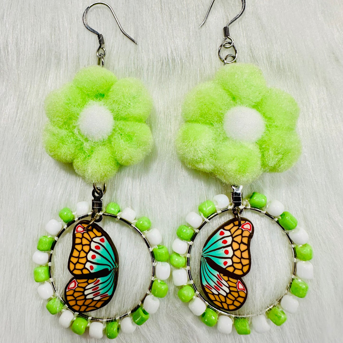 Butterfly & Flower Whimsy Dangle Earrings