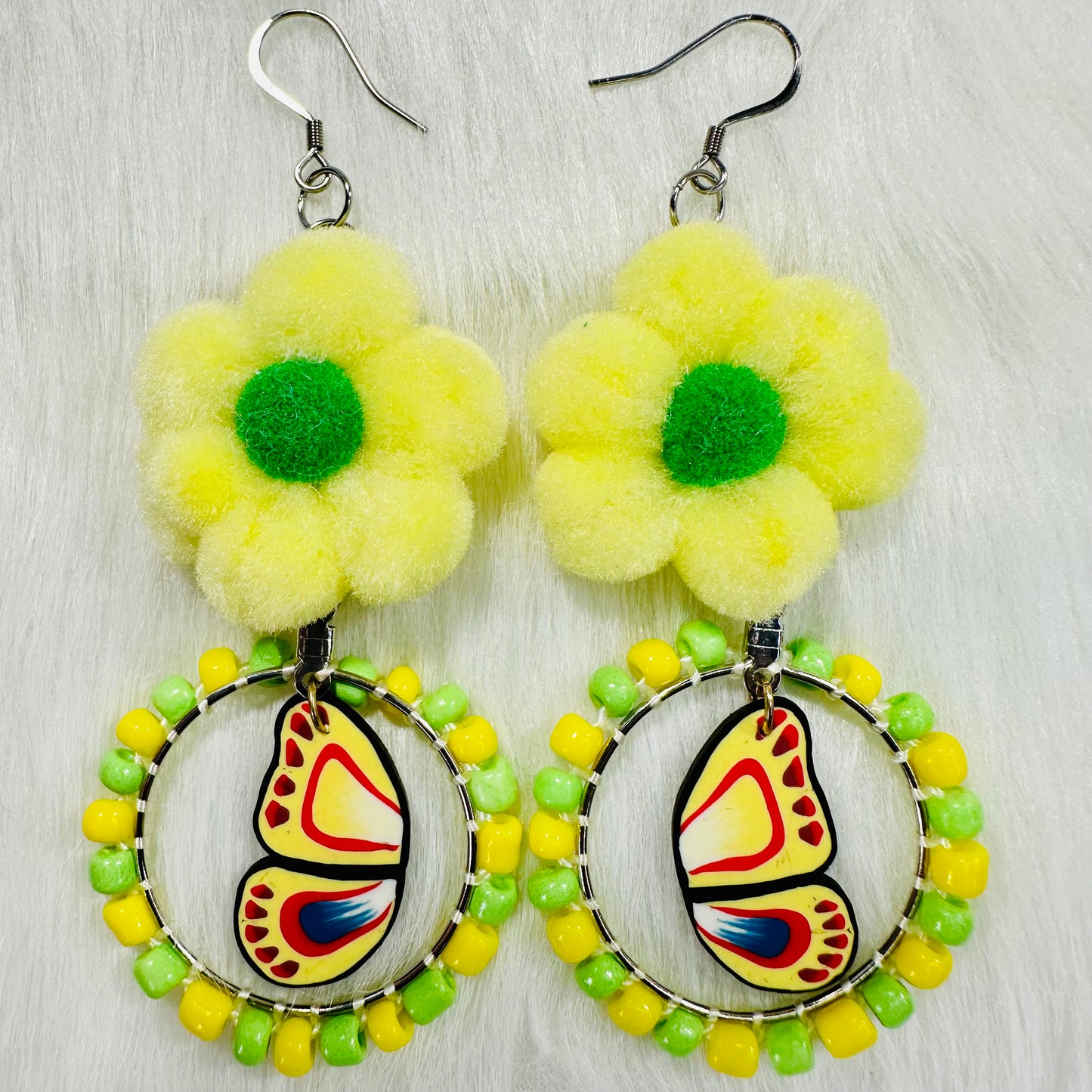 Butterfly & Flower Whimsy Dangle Earrings