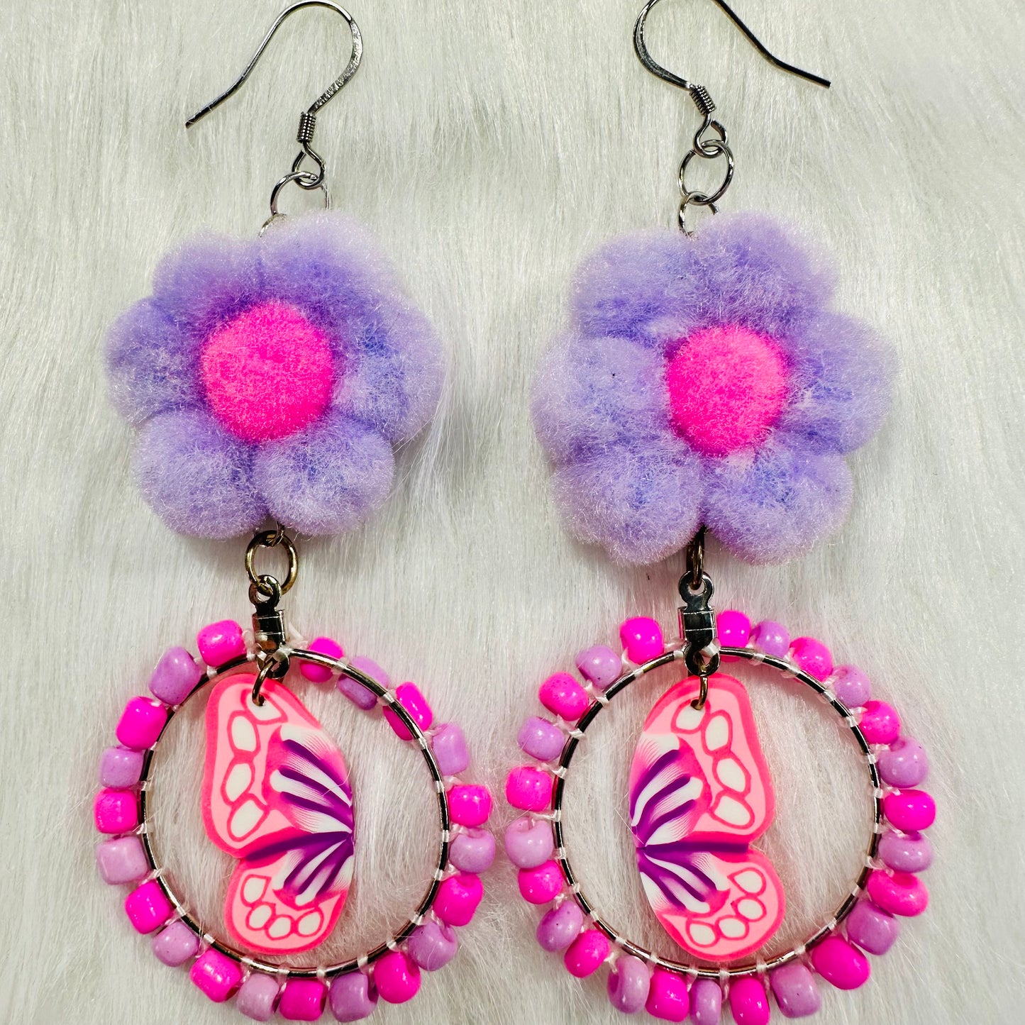 Butterfly & Flower Whimsy Dangle Earrings