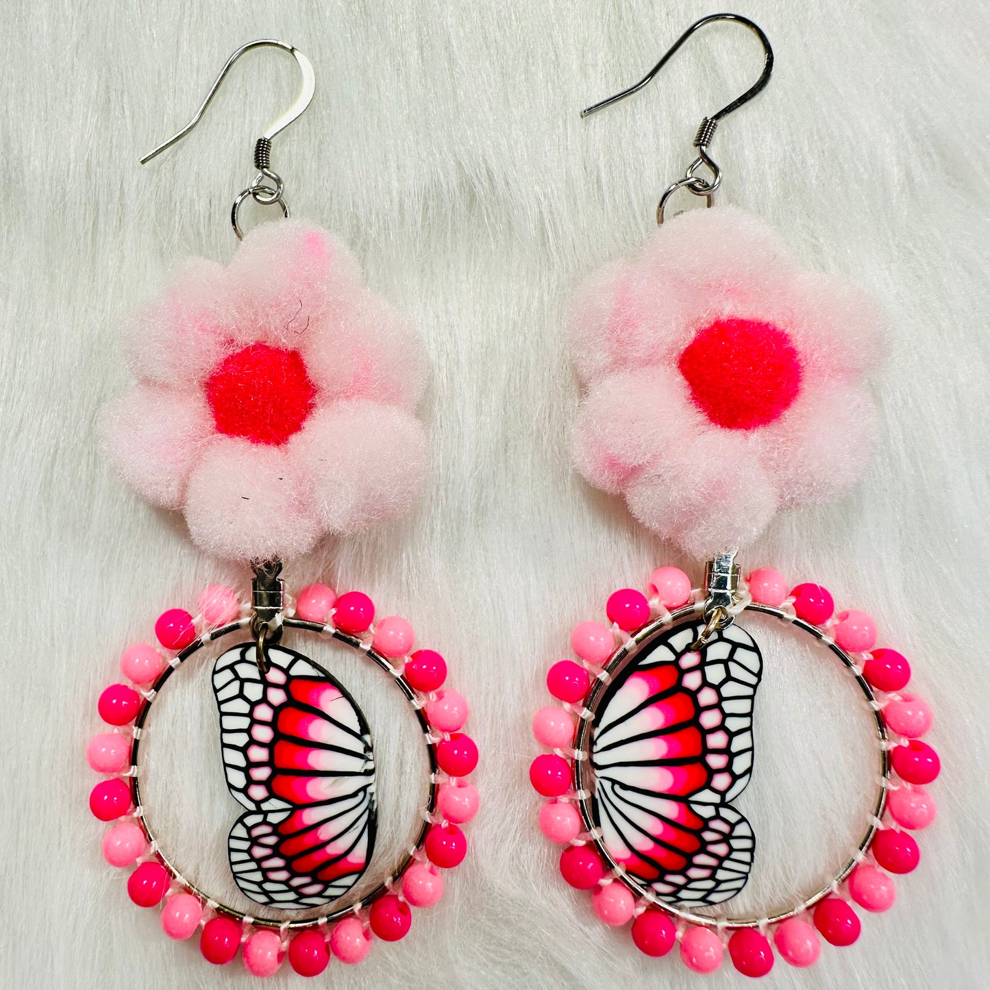 Butterfly & Flower Whimsy Dangle Earrings