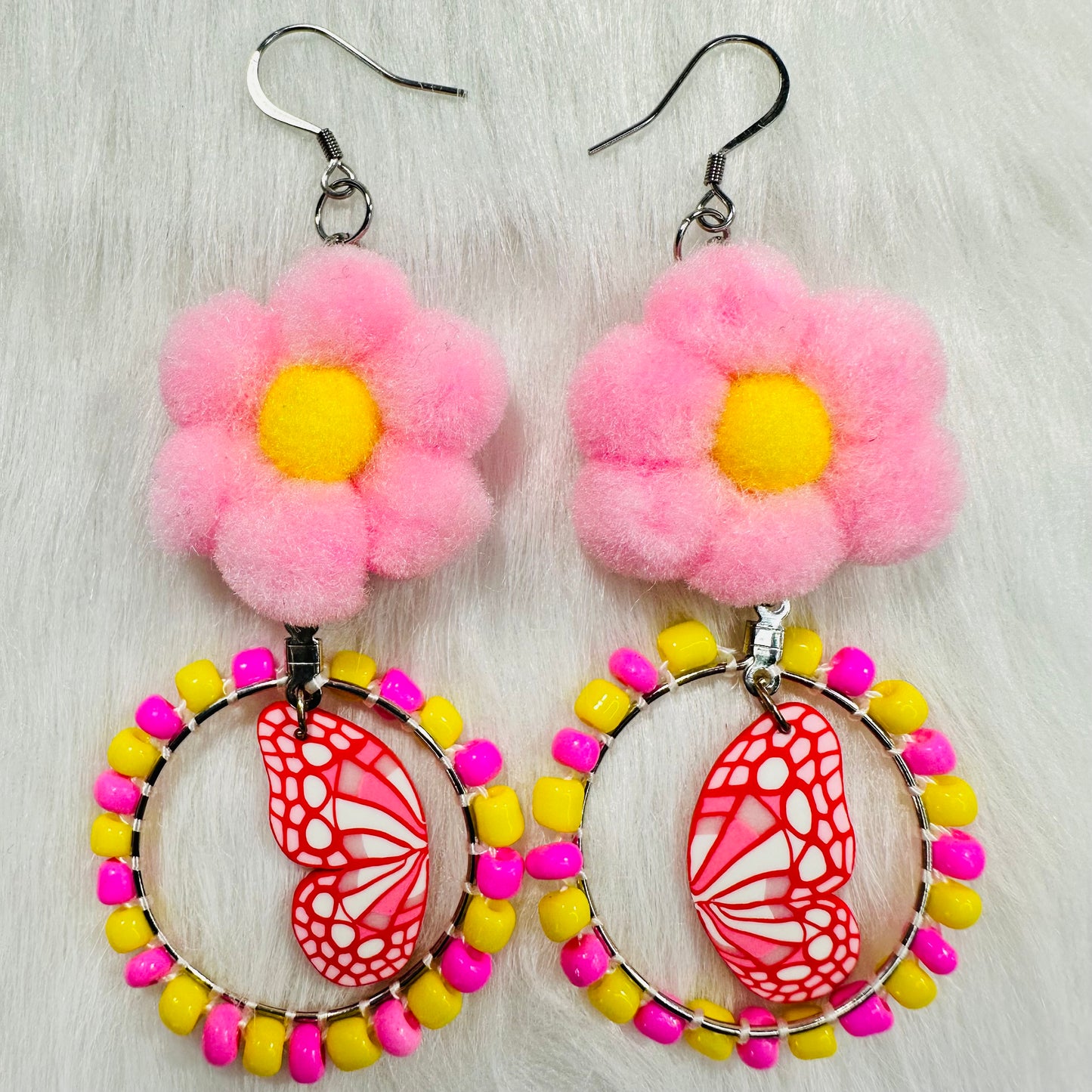 Butterfly & Flower Whimsy Dangle Earrings