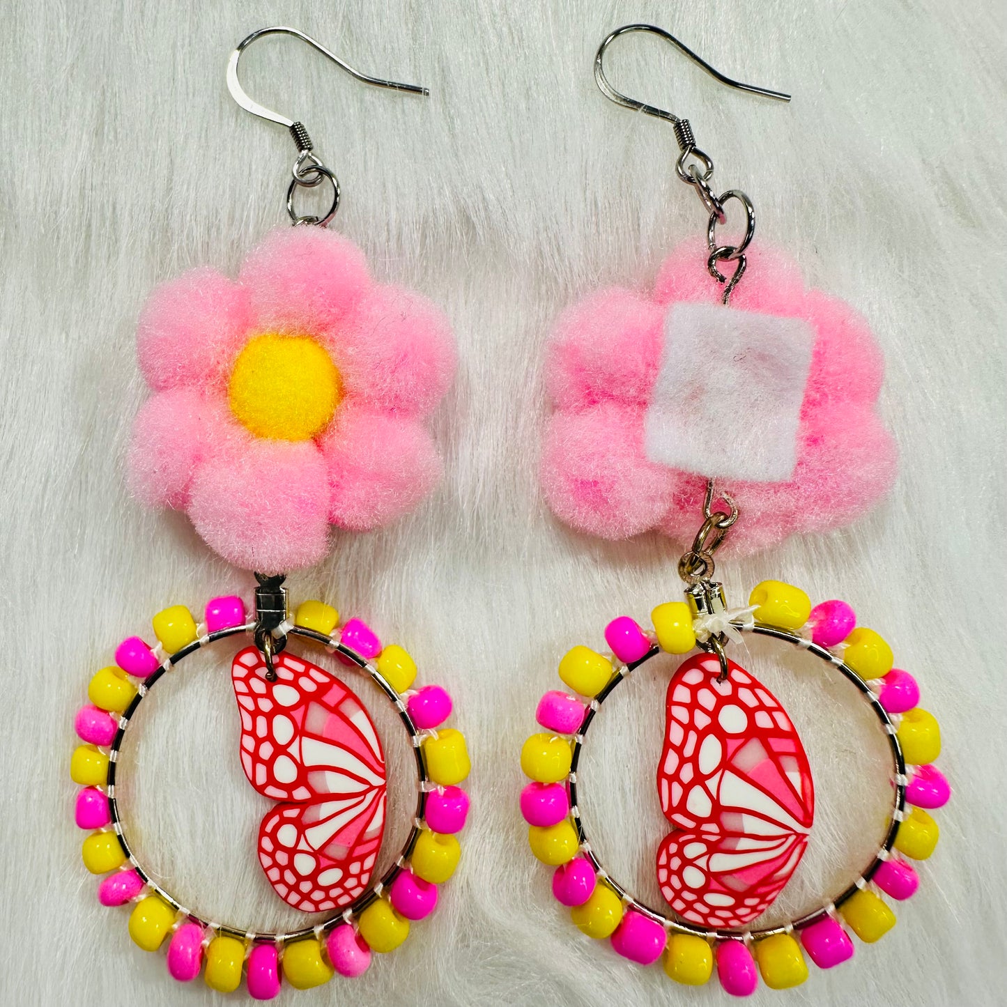 Butterfly & Flower Whimsy Dangle Earrings