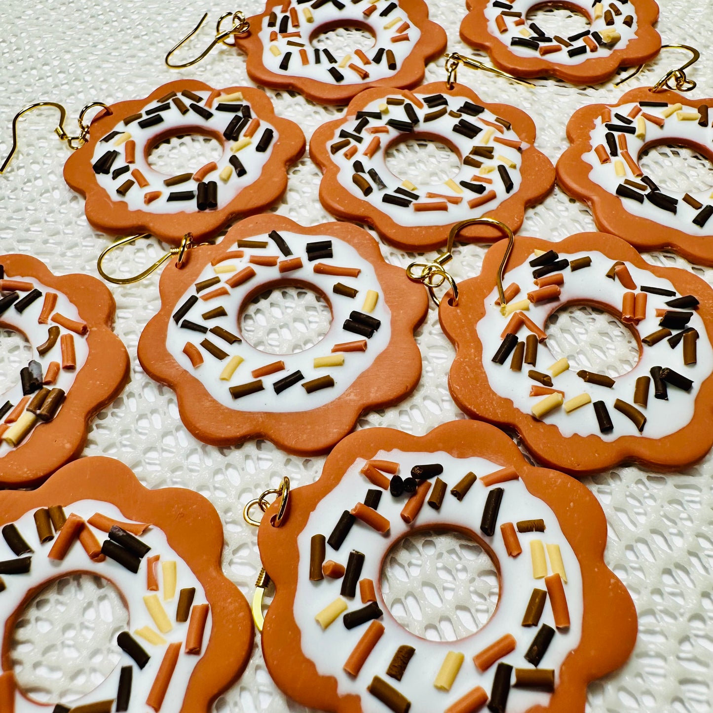 Frosted Flower Donut Earrings