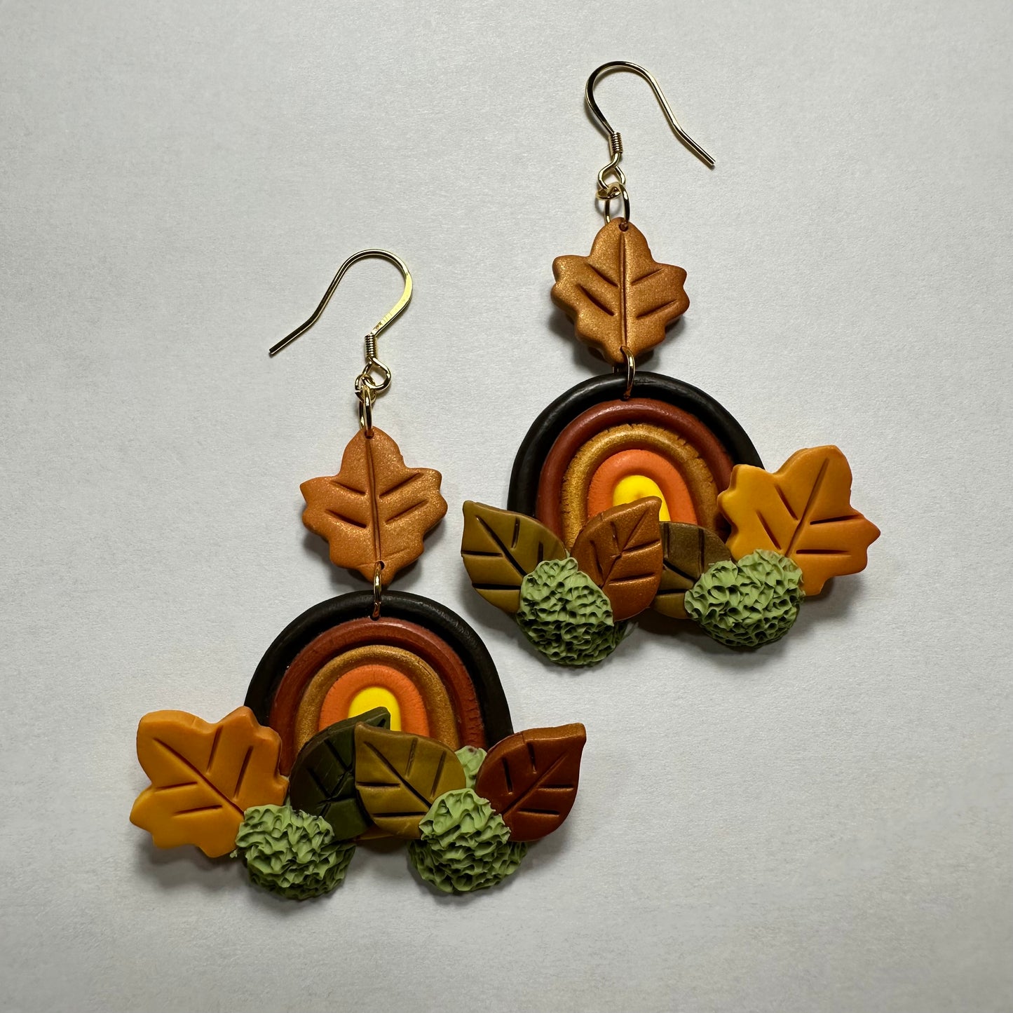 Autumn Leaf Rainbow Dangle Earrings