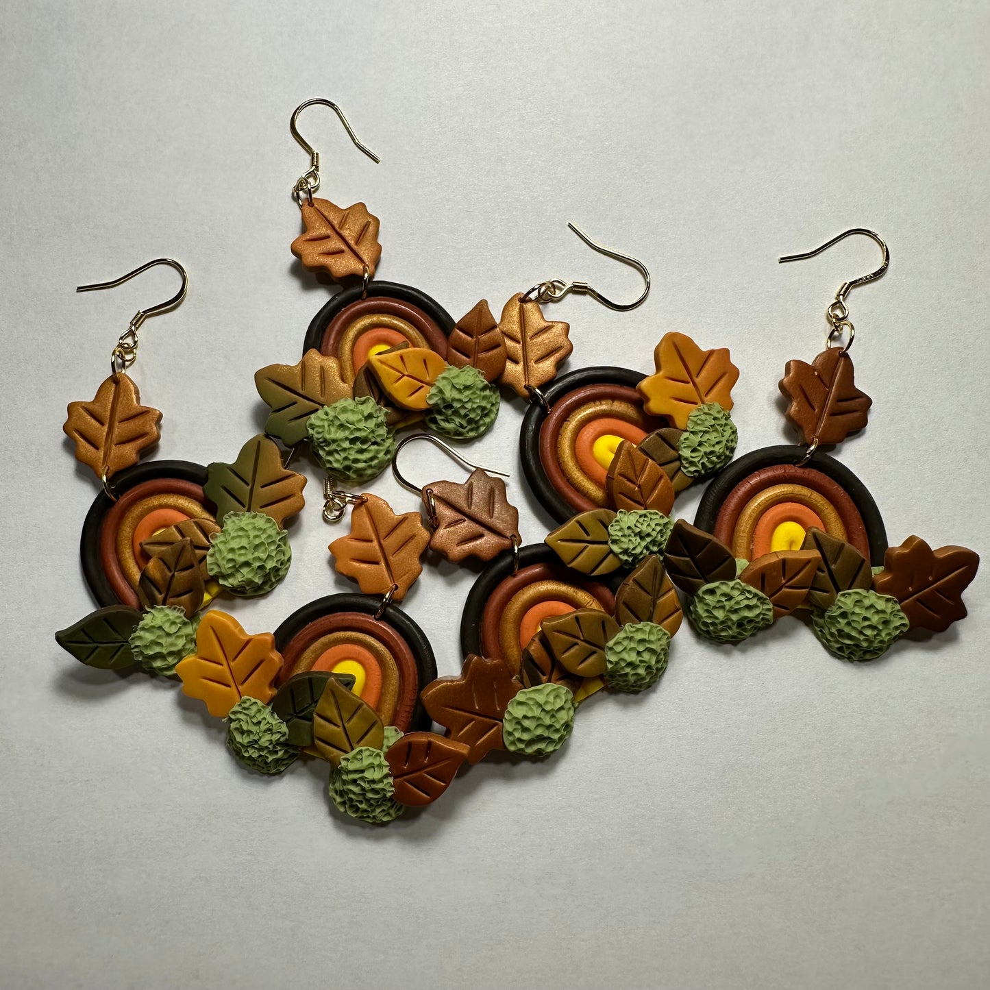 Autumn Leaf Rainbow Dangle Earrings