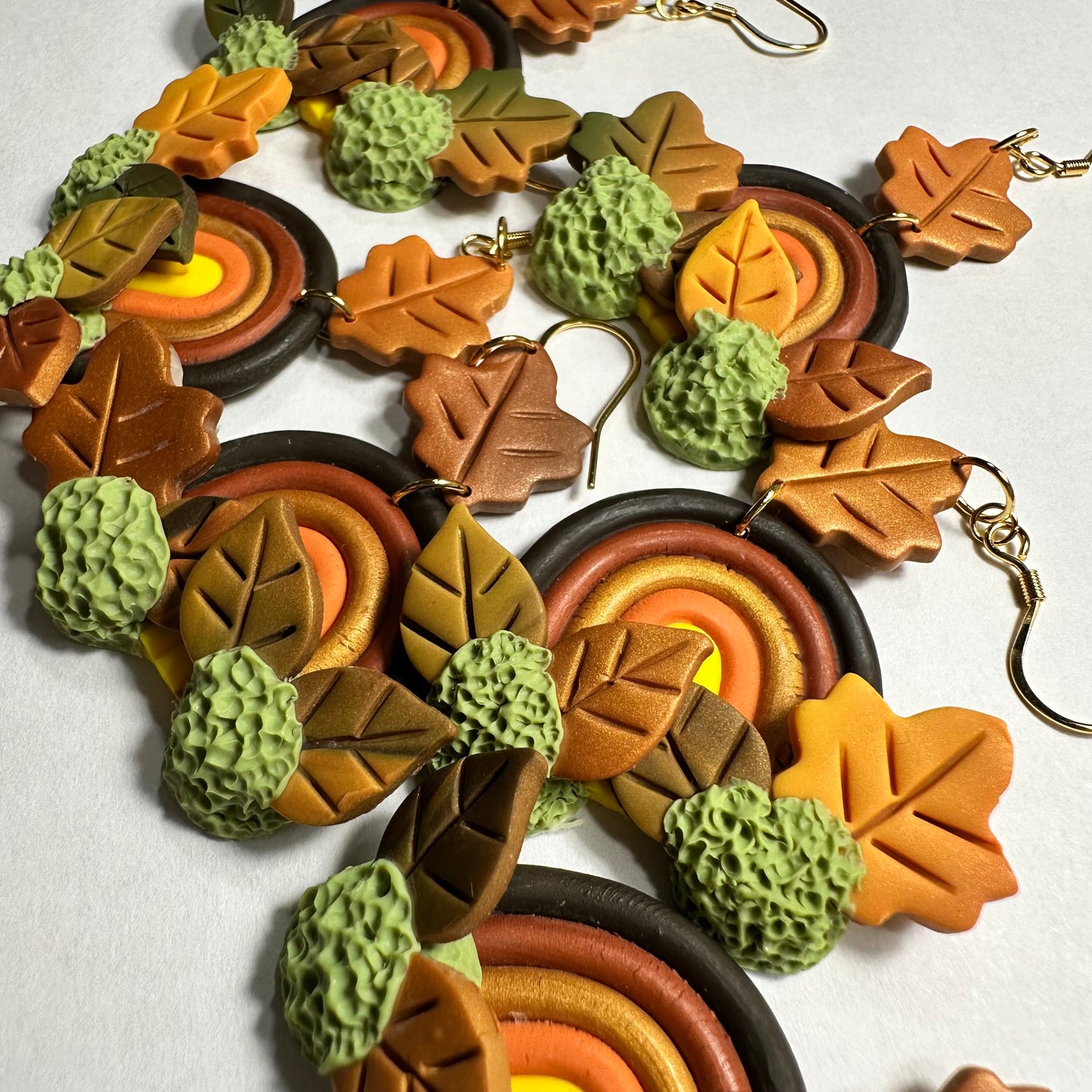 Autumn Leaf Rainbow Dangle Earrings