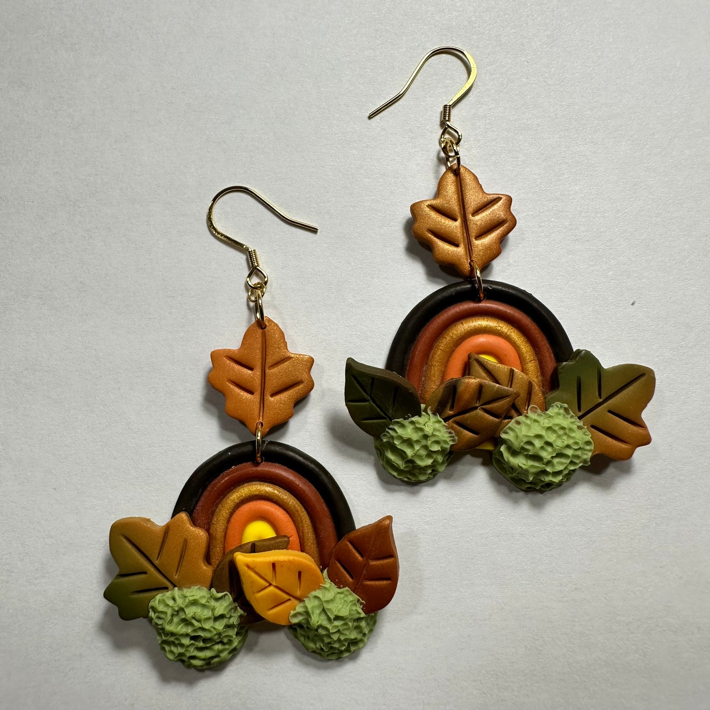 Autumn Leaf Rainbow Dangle Earrings