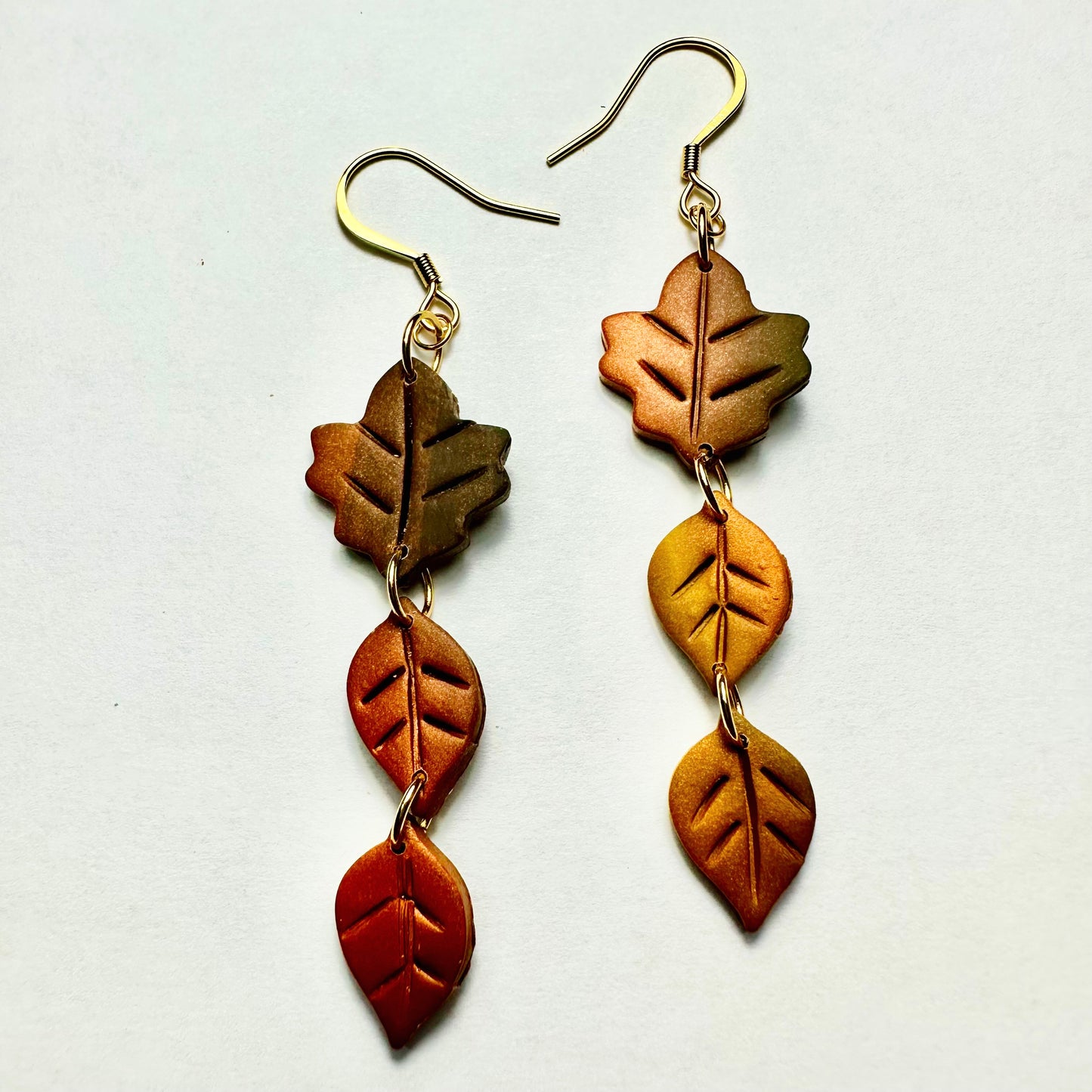 Autumn Falling Leaf Dangle Earrings