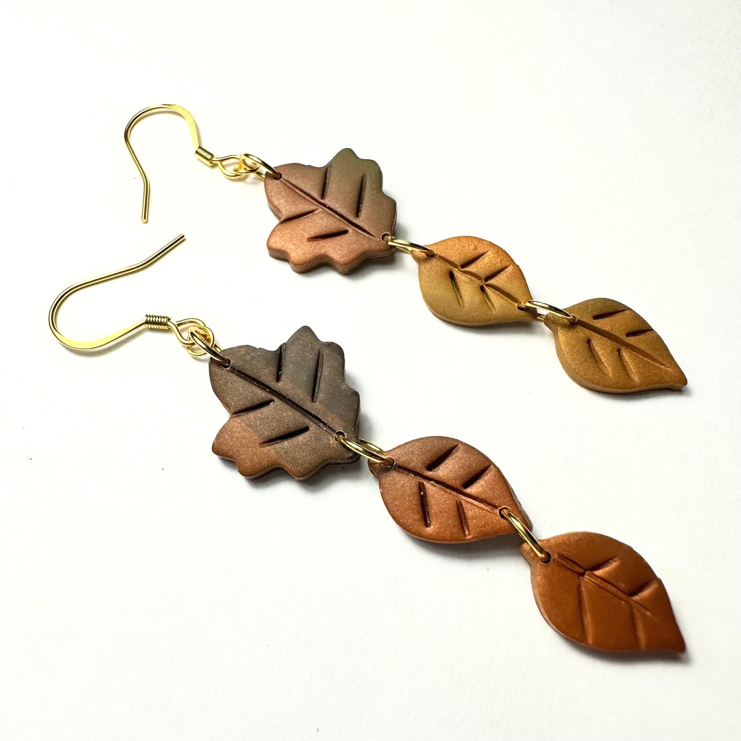 Autumn Falling Leaf Dangle Earrings