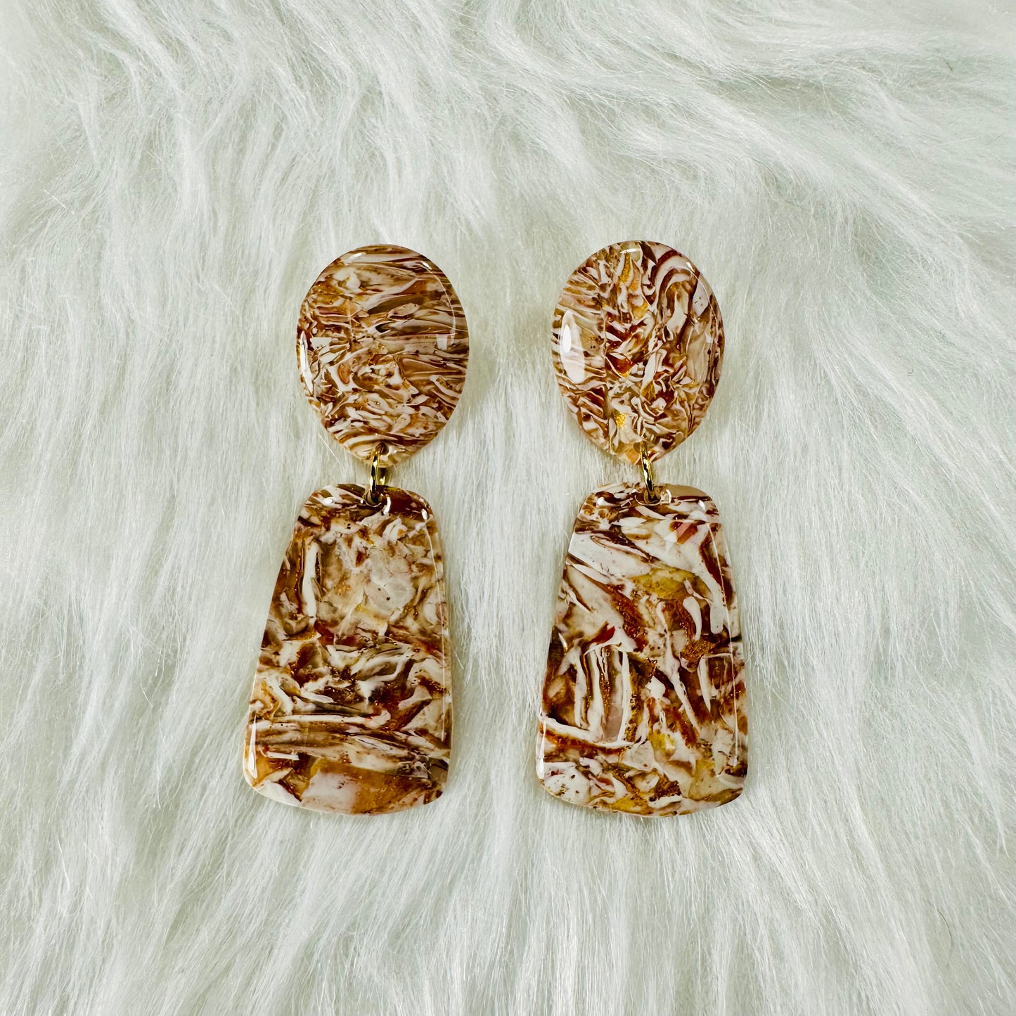 Autumn Latte Art Dangle Earrings