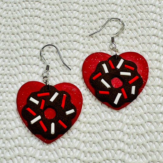 Brownie Heart Cookie Sprinkle Earrings