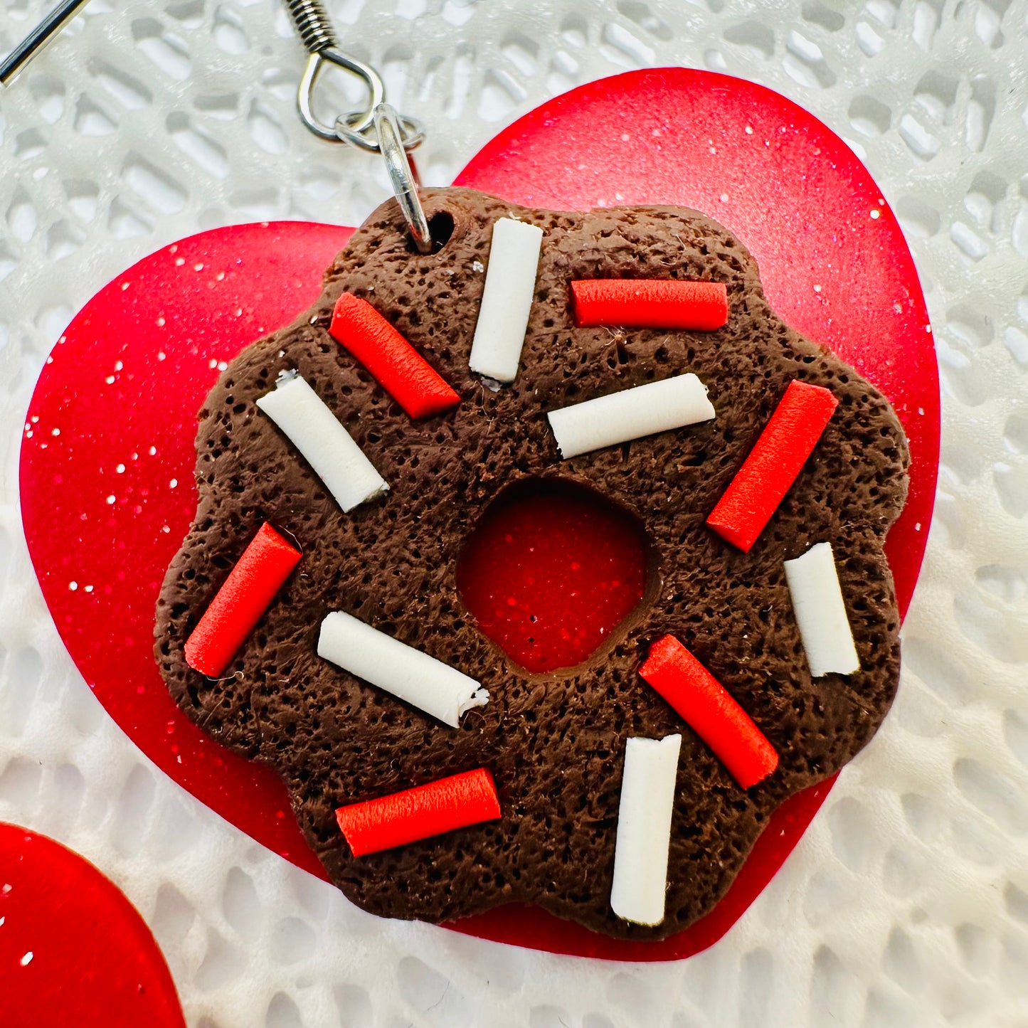 Brownie Heart Cookie Sprinkle Earrings