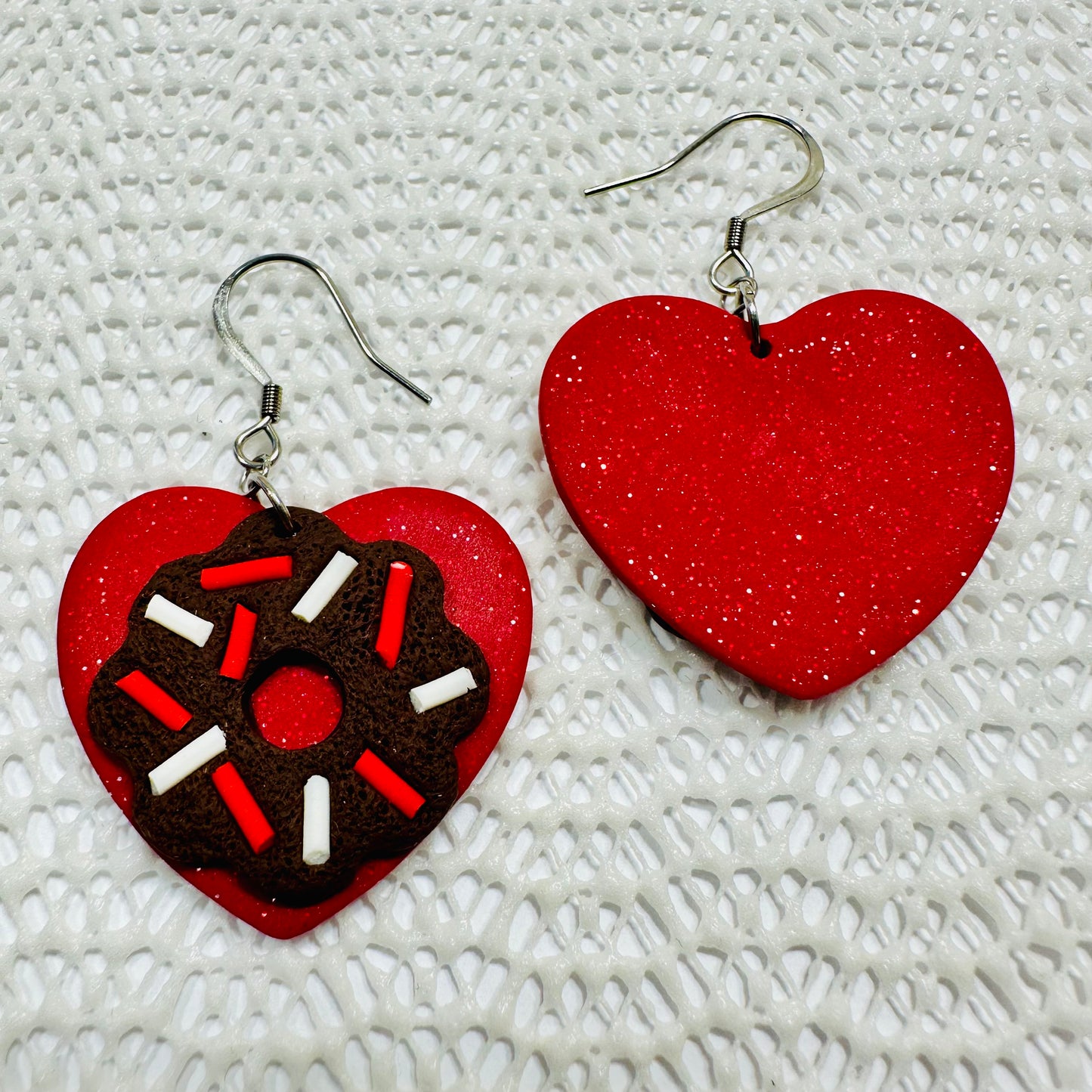 Brownie Heart Cookie Sprinkle Earrings